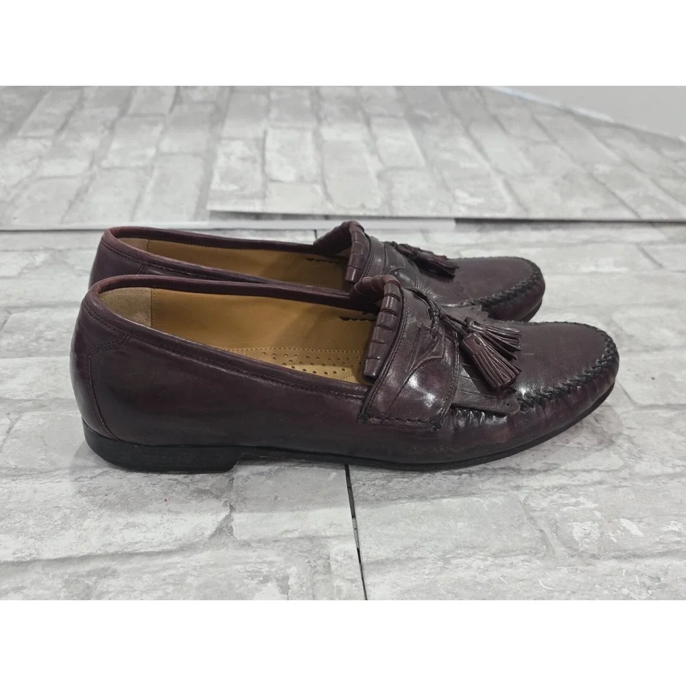 Johnston Murphy Men's Red Brown Leather Tassel Slip On Shoes Size 11 150834‎